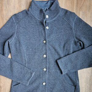 Mountain Hardwear Sweater Women Small Blue Recycled Wool Blend Button Knit Large